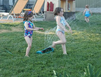 cousins in sprinkler